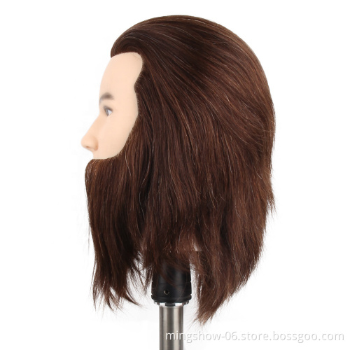 hair salon equipment 100% human hair men training head with beard